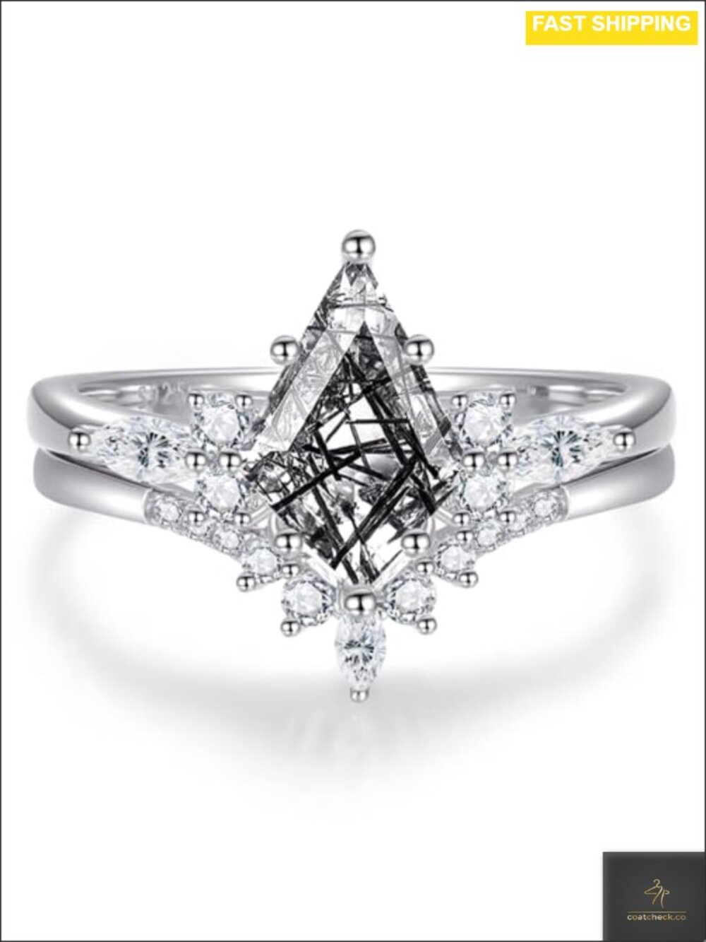 Sterling Silver Kite Cut Engagement Ring Set Promise Wedding Gift